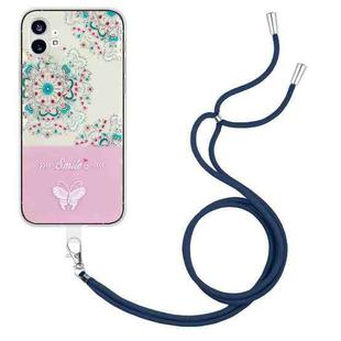 For Nothing Phone 1 Bronzing Butterfly Flower TPU Phone Case with Lanyard(Peacock Flower)