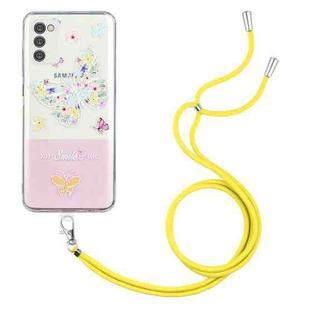 For Motorola Moto G42 Bronzing Butterfly Flower TPU Phone Case with Lanyard(Colorful Butterfly)
