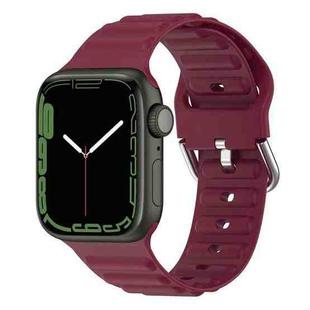 Ocean Ripple Watch Band For Apple Watch Series 8&7 45mm / SE 2&6&SE&5&4 44mm(Wine Red)