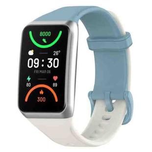 For OPPO Band 2 Solid Color Soft Silicone Watch Band(Blue White)