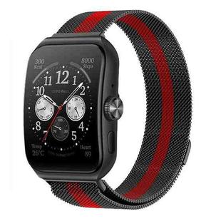 For OPPO Watch 3 Pro Milanese Stainless Steel Metal Watch Band (Black Red)