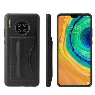 For Huawei Mate 30 Fierre Shann Full Coverage PU Leather Protective Case with Holder & Card Slot(Black)