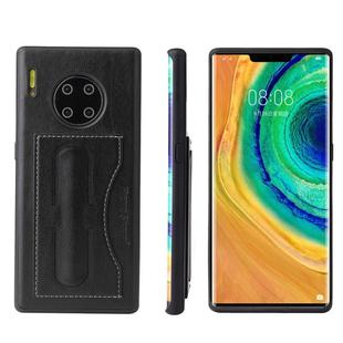 For Huawei Mate 30 Pro Fierre Shann Full Coverage PU Leather Protective Case with Holder & Card Slot(Black)
