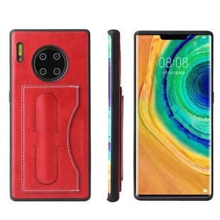 For Huawei Mate 30 Pro Fierre Shann Full Coverage PU Leather Protective Case with Holder & Card Slot(Red)