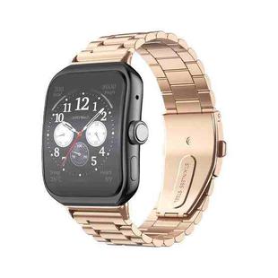 For OPPO Watch 3 Pro Three-bead Flat Buckle Stainless Steel Watch Band(Rose Gold)