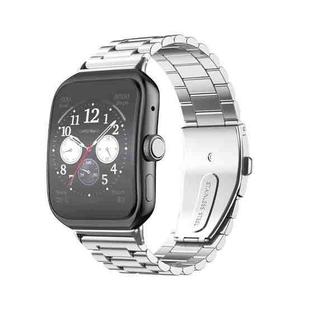 For OPPO Watch 3 Pro Three-bead Flat Buckle Stainless Steel Watch Band(Silver)