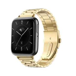 For OPPO Watch 3 Three-bead Flat Buckle Stainless Steel Watch Band(Gold)