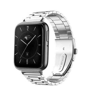 For OPPO Watch 3 Three-bead Flat Buckle Stainless Steel Watch Band(Silver)