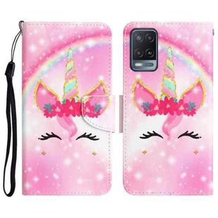 For OPPO A16 Colored Drawing Leather Phone Case(Unicorn)