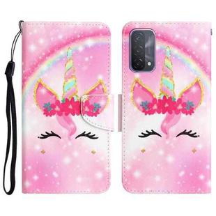 For OPPO A93 5G Colored Drawing Leather Phone Case(Unicorn)