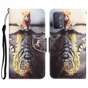 For OPPO A93 5G Colored Drawing Leather Phone Case(Tiger)