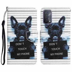 For OPPO A93 5G Colored Drawing Leather Phone Case(Black Dog)