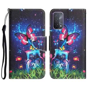 For OPPO A93 5G Colored Drawing Leather Phone Case(Bottle Butterfly)