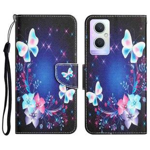 For OPPO A96 5G Colored Drawing Leather Phone Case(Butterfly)