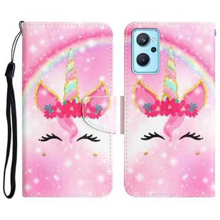 For Realme 9i / OPPO A96 4G Colored Drawing Leather Phone Case(Unicorn)
