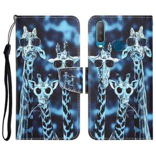 For vivo Y17 / Y12 Colored Drawing Leather Phone Case(Giraffes)