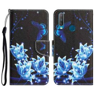 For vivo Y17 / Y12 Colored Drawing Leather Phone Case(Blue Butterfly)