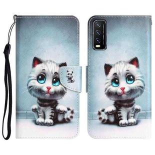 For vivo Y20 / Y12s Colored Drawing Leather Phone Case(Blue Eyes)