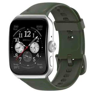 For OPPO Watch 3 Pro Solid Color Soft Silicone Watch Band(Army Green)