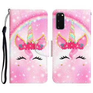 For Samsung Galaxy S20 Colored Drawing Leather Phone Case(Unicorn)