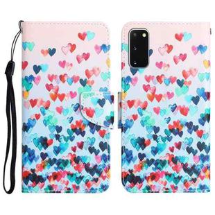 For Samsung Galaxy S20 Colored Drawing Leather Phone Case(Heart)