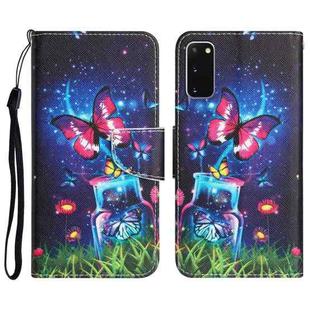 For Samsung Galaxy S20 Colored Drawing Leather Phone Case(Bottle Butterfly)