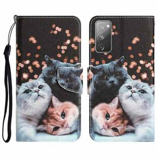 For Samsung Galaxy S20 FE Colored Drawing Leather Phone Case(3 Cats)