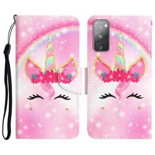 For Samsung Galaxy S20 FE Colored Drawing Leather Phone Case(Unicorn)