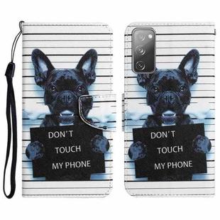 For Samsung Galaxy S20 FE Colored Drawing Leather Phone Case(Black Dog)