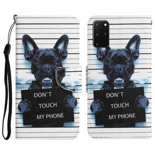 For Samsung Galaxy S20+ Colored Drawing Leather Phone Case(Black Dog)