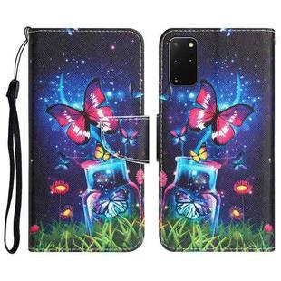 For Samsung Galaxy S20+ Colored Drawing Leather Phone Case(Bottle Butterfly)