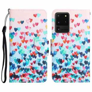 For Samsung Galaxy S20 Ultra Colored Drawing Leather Phone Case(Heart)