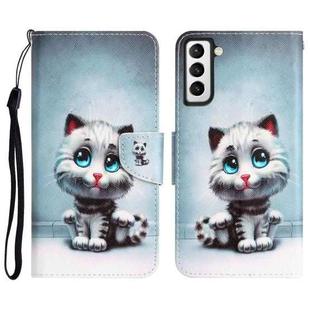 For Samsung Galaxy S21 5G Colored Drawing Leather Phone Case(Blue Eyes)