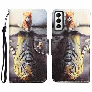For Samsung Galaxy S21 5G Colored Drawing Leather Phone Case(Tiger)