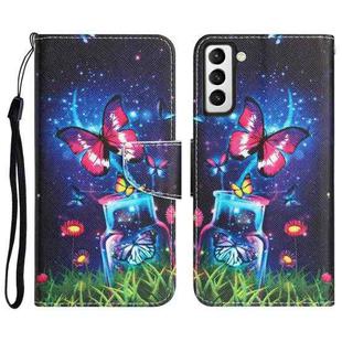 For Samsung Galaxy S22+ 5G Colored Drawing Leather Phone Case(Bottle Butterfly)