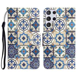 For Samsung Galaxy S22 Ultra 5G Colored Drawing Leather Phone Case(Vintage Totem)