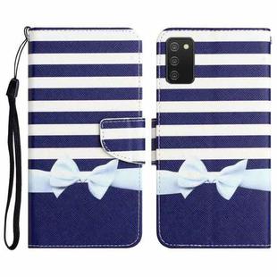 For Samsung Galaxy A02s Colored Drawing Leather Phone Case(Bow Knot)