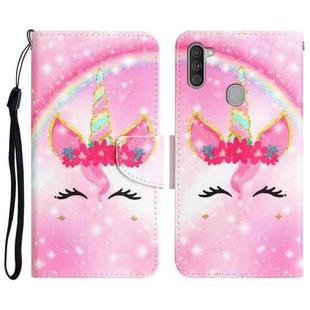 For Samsung Galaxy A11 Colored Drawing Leather Phone Case(Unicorn)