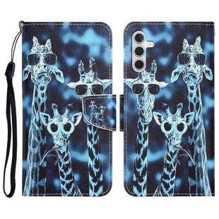 For Samsung Galaxy A13 5G Colored Drawing Leather Phone Case(Giraffes)