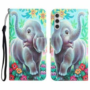 For Samsung Galaxy A13 5G Colored Drawing Leather Phone Case(Elephant)