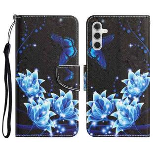 For Samsung Galaxy A13 5G Colored Drawing Leather Phone Case(Blue Butterfly)