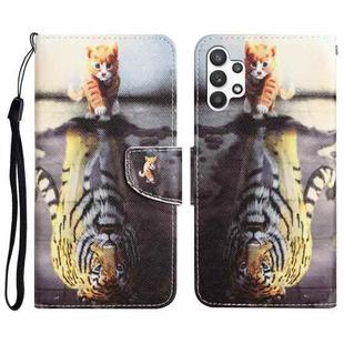 For Samsung Galaxy A32 5G Colored Drawing Leather Phone Case(Tiger)