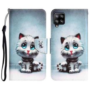 For Samsung Galaxy A42 Colored Drawing Leather Phone Case(Blue Eyes)