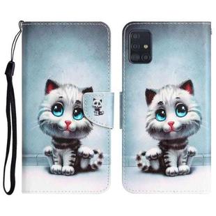 For Samsung Galaxy A51 Colored Drawing Leather Phone Case(Blue Eyes)