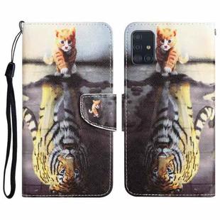 For Samsung Galaxy A51 Colored Drawing Leather Phone Case(Tiger)