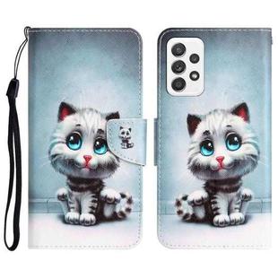 For Samsung Galaxy A72 5G / 4G Colored Drawing Leather Phone Case(Blue Eyes)