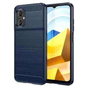 For Xiaomi Poco M5 4G Brushed Texture Carbon Fiber TPU Case(Navy Blue)