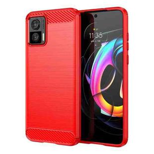 For Motorola Edge 30 Fusion Brushed Texture Carbon Fiber TPU Case(Red)