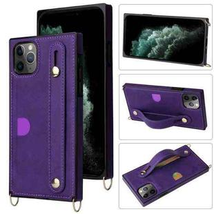 For iPhone 13 Crossbody Lanyard Shockproof Protective Phone Case(Purple)