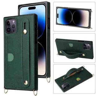 For iPhone 14 Pro Crossbody Lanyard Shockproof Protective Phone Case(Green)